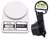 Bulfyss Digital Electronic Kitchen Scale Upto 10Kg With 8Pc Measuring Cups And Spoons - White